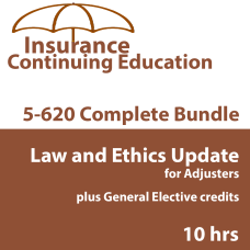 10 hrs - 4 hr Law & Ethics + 6 hr All-Lines Adjusters CE