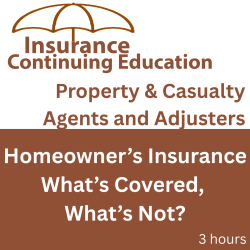 3 hr All Licenses CE - Homeowners Insurance - What's Covered, What's Not? 3 hr All Licenses CE - Homeowners Insurance - What's Covered, What's Not?